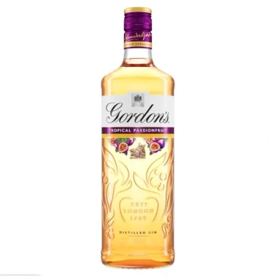 Image of Gordon&#039;s Tropical Passionfruit Distilled Gin 37.5% vol 70cl Flavours with Juniper Notes &amp; Botanicals Enjoy in a Glass Tonic Flavoured