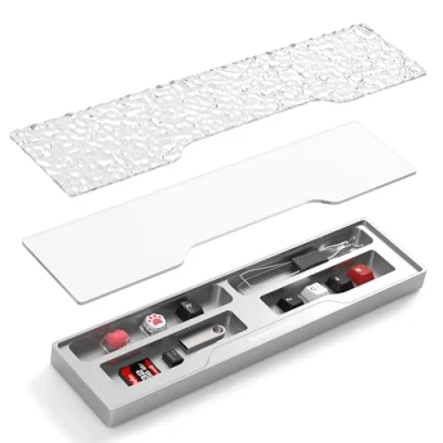 Image of MAMBASNAKE Aluminum Alloy Stowable Keyboard Wrist Rest, Support with Acrylic Cover, CNC Machined Precision, Ergonomic Anti Slip Pad for 60% Office Gaming Black