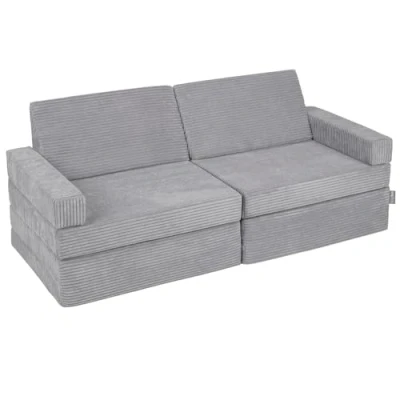 Image of KiddyMoon Foam Sofa For Children Multifunctional Mattress Armchair Kids Foldable Bed Folding Toddler Couch Chair Playroom Bedroom Living Room, Dark Grey
