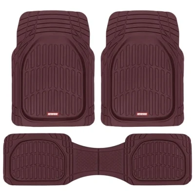 Image of Motor Trend 923 BD Burgundy FlexTough Contour Liners Deep Dish Heavy Duty Rubber Floor Mats for Car SUV Truck &amp; Van All Weather Protection, Universal Trim to Fit