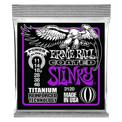 Image of Ernie Ball Power Slinky Coated Titanium RPS Electric Guitar Strings 11 48 Gauge