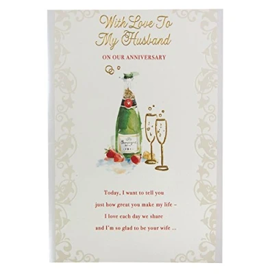 Image of Hallmark Medium Husband Traditional Gold Foil Pearlescent Edges Paper Insert Anniversary Card