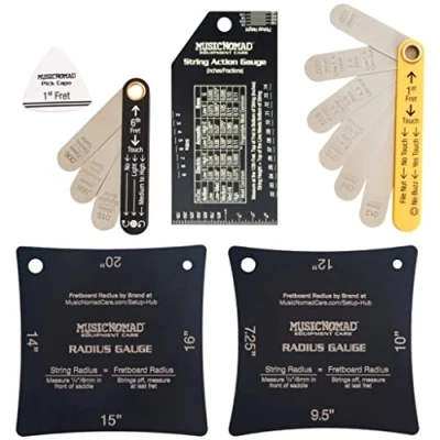 Image of MusicNomad MN604 Precision 6 Piece Guitar Setup Gauge Tool Set Plus 24 pg Instructional Booklet and Storage Case