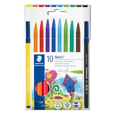 Image of STAEDTLER 326 C10 Fibre Tip Pen in Cardboard Pack Assorted Colours (Pack of 10)