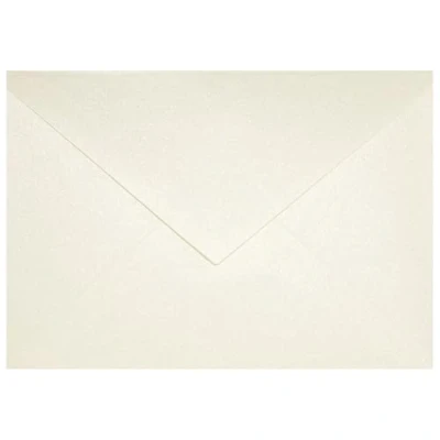 Image of Netuno 25 pearlescent Cream envelopes DIN C6 114x162mm 4.49x6.39 inches 120gsm Aster Metallic gummed pointed flap no window for invitations wedding Christmas birthday greeting cards invites RSVP