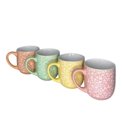 Image of HOMELOX Set of 4 Mugs Tea Coffee Cups Kitchenware Mug Premium Quality Multicolour