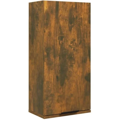 Image of vidaXL Wall mounted Bathroom Cabinet in Smoked Oak Durable Engineered Wood Material Space Saving Design Excellent Storage Solution Adds an Elegant Touch to Decor