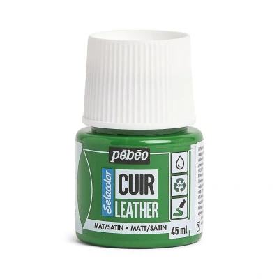 Image of PEBEO Setacolor Leather Acrylic Paint for and Leatherette Customization Bag, Shoe, Sneaker Resistance to scratches, folds, rubbing Matt/Satin finish Cactus Green 45 ml