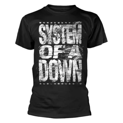 Image of Plastic Head System of A Down Distressed Logo T Shirt XL Black