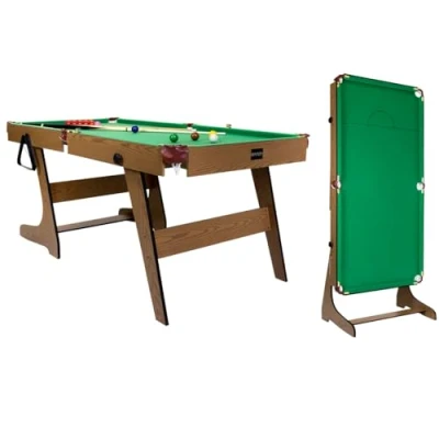 Image of Charles Bentley Pool Table, 6 Foot, Premium, Pub Style, Snooker Pool, Games Family, Entertainment, Folding Leg, Two Cues, Cue Chalk, Triangle, Brush, Balls, Billiards (183x91.4x78.4cm)