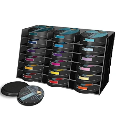 Image of Spectrum Noir Universal Ink Pad Storage Unit Tray Stackable and Customisable Holder &amp; Organiser, Black Pack of 6