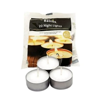 Image of Marco Paul 8 Hour Tealights 20 Pack Candles Long Burning Tea Lights Unscented Non Toxic Tealight Lasting Small Multipack
