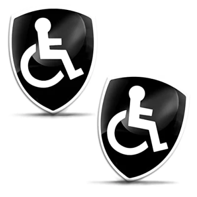 Image of Biomar Labs 2 x Sticker 3D Gel Silicone Disabled Symbol Logo Wheelchair User Sign Car Motorcycle Bike Window Door KS 121