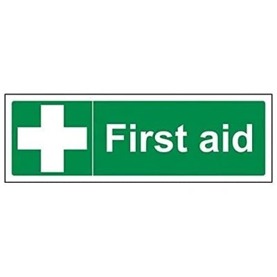 Image of V Safety First Aid Sign 300mm x 100mm 1mm Rigid Plastic