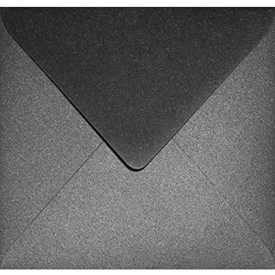 Image of Netuno 100 Square Pearlescent Black envelopes K4 153x153mm 6x6″ 120gsm Aster Metallic gummed Pointed Flap no Window for Wedding Invitations Greeting Cards Christmas Sympathy invites Money RSVP