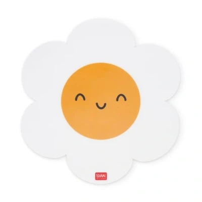 Image of LEGAMI Mouse Mat with Dust and Anti Glare PVC Surface, Non Slip Rubber Base, Daisy Motif, 8.8 x 9.2 Inch