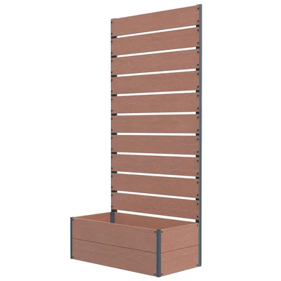 Image of Outsunny Garden Planter with Trellis for Climbing Plants, Vines, Flowers, Freestanding Raised Bed Garden, Outdoor, Patio, Box Drainage Gap, 72x38x150cm, Light Brown