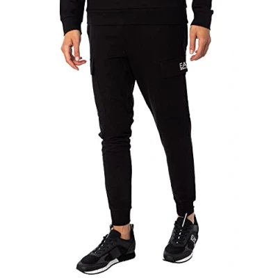 Image of EA7 Men&#039;s Logo Cargo Joggers, Black, S