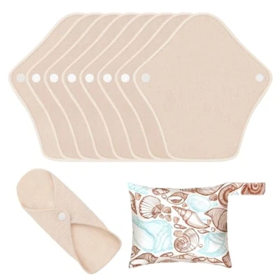 Image of MQUPIN Reusable Sanitary Towels Pads, Cloth Pads of Organic Cotton Washable Leak Proof, Menstrual Period Panty Liners Bamboo for Women(8Pack)