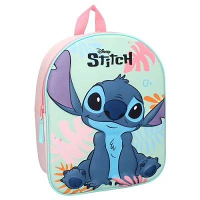 Image of Lilo e STITCH 3D Backpack Sweet But Spacey from Disney for Children School Kindergarten Colour Blue Pink Size 32 x 26 11 cm, multi coloured, One