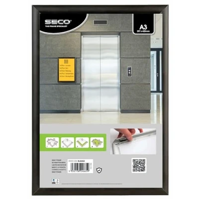 Image of Stewart Superior A3 Aluminium 4 Sided 25mm Front Loading Picture/Poster Snap Frame Black