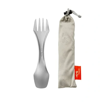 Image of TiTo Titanium Spork 3 in 1 Lightweight Spoon Fork Portabale Flatware for Outdoor Camping, Traveling, Hiking and Picnics Utensil(3 1)