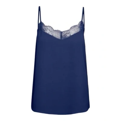 Image of PIECES Women&#039;s Pctiffany Haut en Dentelle avec Sangle Noos Bc Strappy Tank Top, Bellwether Blue, S
