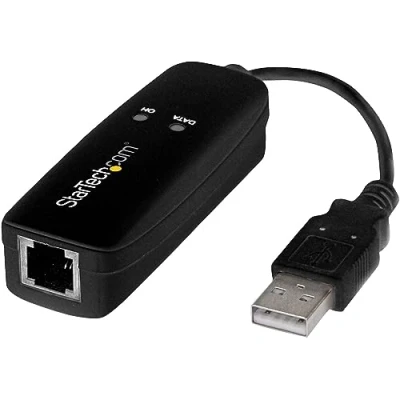 Image of StarTech.com USB 2.0 Fax Modem 56K External Hardware Dial Up V.92 Modem/ Dongle/Adapter Computer/Laptop to Telephone Jack Data Network Fax/CMR/POS (USB56KEMH2)