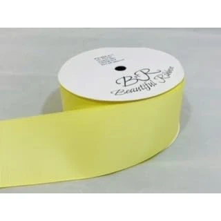 Image of Beautiful Ribbon 2 metres of 50mm Grosgrain Ribbed Lemon Light Yellow Double Sided 50 mm 5cm 2&quot; Inch