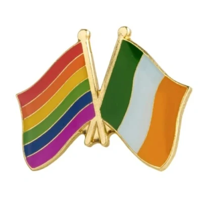 Image of Ireland Irish &amp; LGBT Rainbow Pride Friendship Flag Enamel Lapel Pin Badge