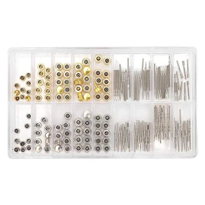 Image of Watch Repair Kit, Crown Parts, Stem Extender + Crowns Accessory Repairing Replacement Tool and Spare Parts with Box