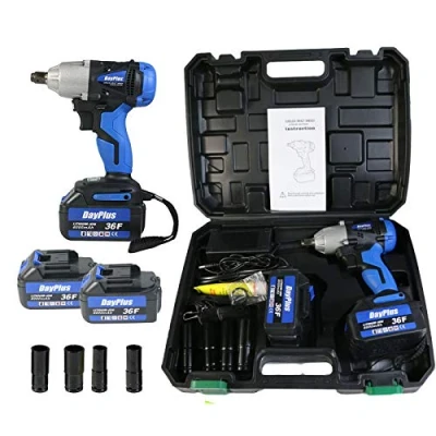 Image of 420Nm 1/2&quot; Cordless Impact Wrench Driver 18V Electric Ratchet Rattle Nut Gun 2PCS 6.0AH Li Ion Batteries Wheel Square Drive, 4 Socket Forward/Reverse Setting 3200RPM Lug Removal