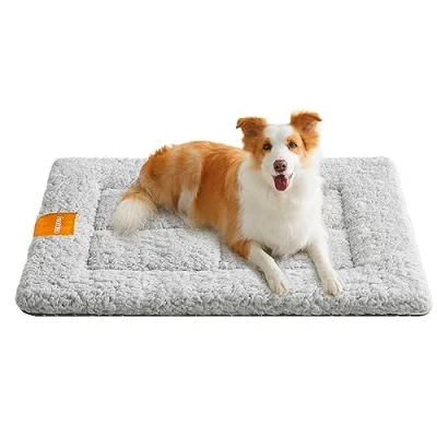 Image of Feandrea Warm Dog Cat Bed, Mattress for Crate, Pet Blanket Dogs and Cats, 90 x 65 cm, L, Machine Washable Dryer Friendly, Non Slip, Dove Grey PPB002G01