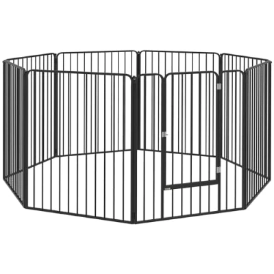 Image of PawHut Heavy Duty Dog Playpen, 8 Panels Pen, 100cm Height Pet Playpen Exercise with Door, for Small and Medium, Large Dogs