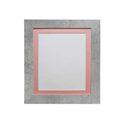 Image of FRAMES BY POST Metro Picture Photo Frame Mineral Grey with Pink Mount 16 x 12 Image Size 10 Inch Plastic Glass