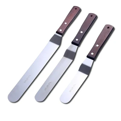 Image of Cake Icing Spatulas for Baking or Frosting, 6 8 10 Inch Stainless Steel Pallet Knife Decorating Cakes, Palette with Non Slip Handle Frosting Pastries, Smoothing Cooking Knives