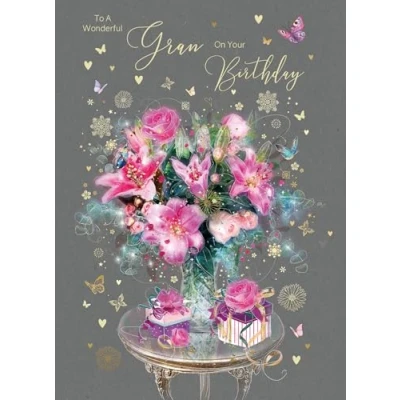 Image of Cherry Orchard Gran Birthday Card from the Grace Range complete with Gold Envelope and Foil Detailing