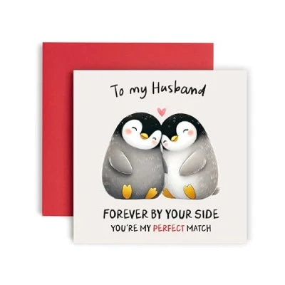 Image of Huxters Penguin Anniversary Valentines day Card for Husband You are My Lovely Wedding 14.8cm (Husband)