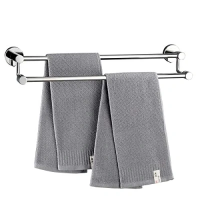 Image of kqb Towel Rails Wall Mounted Bath Rack,Stainless Steel Double Bar Chrome Brushed Finish Hanging Shelf Storage/70Cm