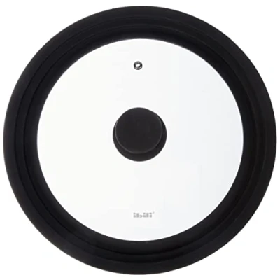 Image of Ibili Glass Cover Prisma 24/26/28 cm with Silicone Edge, Transparent/Black, 28 x 5