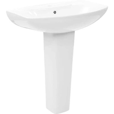 Image of vidaXL Freestanding Basin with Pedestal Ceramic White 650x520x200 mm