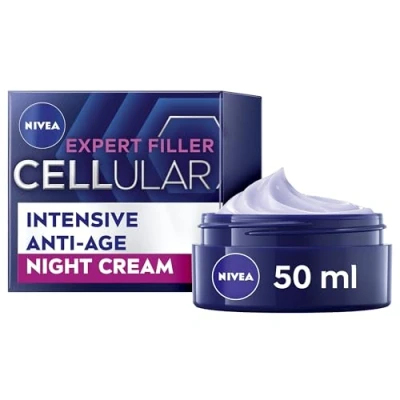 Image of NIVEA Hyaluron Cellular Filler Anti Age Night Cream (50ml), for Women with Hyaluronic Acid and Magnolia Extract, Wrinkle Cream, Face