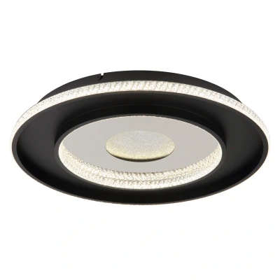 Image of Marsh Integrated LED Semi Flush Ceiling Light Matt Black Dimmable 2700 6500K Remote Control Timer