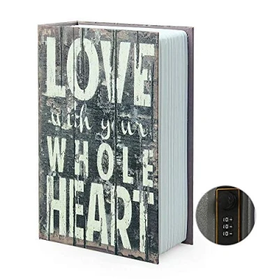 Image of Diversion Book Safe Storage Box, Dictionary Secret Can with Security Combination Lock/Key, Hidden (LOVE Combination)