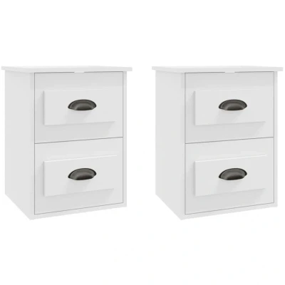 Image of vidaXL Wall mounted Bedside Cabinets 2 pcs White 41.5x36x53cm