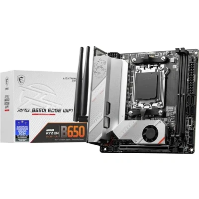 Image of MSI MPG B650I EDGE WIFI Motherboard, Mini ITX Supports AMD Ryzen 9000 Series CPUs, AM5 8 phases direct CPU power 80A VRM, DDR5 Memory Boost 6600+MHz/OC, 1 x PCIe 4.0 x16, 2 M.2 Gen4, Wi Fi 6E
