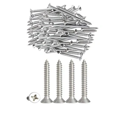 Image of 100pcs Qrity M4 x 30mm Stainless Steel Self Tapping Screws Phillips Flat Head Srews DIY Woodworking (100PCS 30mm)