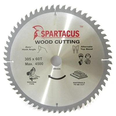 Image of Spartacus 305mm Diameter x 60 Teeth 30mm Bore Wood Cutting Mitre Chop Saw Blade Fits Dewalt D27111 D27112 DW27105