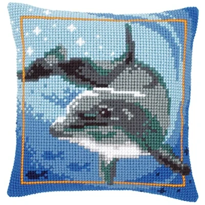 Image of Vervaco Dolphin Cross Stitch Cushion, Multi Colour