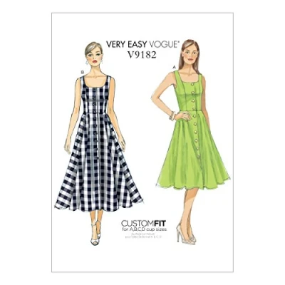 Image of Vogue Patterns 9182, Misses Dress,Sizes 6 14, Multi Colour, A5 (6 8 10 12 14)